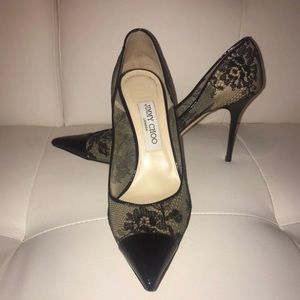 Jimmy choo black lace heels